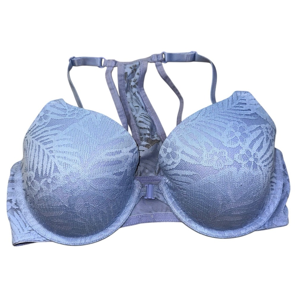 PINK by VS Lightly Lined Lace‎ Front Close Bra 34D Periwinkle